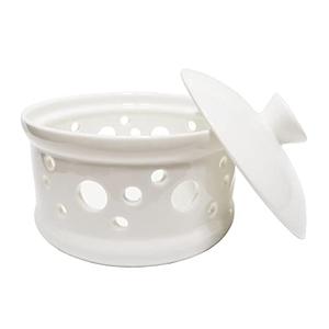 MaoYaMao Garlic Keeper with Lid,Ceramic Garlic Storage Container for Counter,White