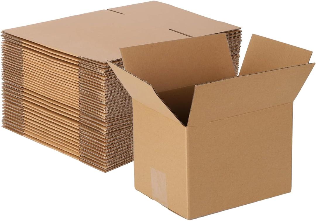 40 pack 8x6x6 inch Cardboard Box Mailers, Kraft Corrugated Mailer Cardboard Shipping Boxes For Small Business, Mailing, Packing and Storage