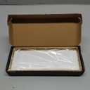 Bathroom Tray for Counter Top Organizer  Oak Wood Vanity Tray with Metal Frame for Dresser, Kitchen, Nightstand  Gold & White Decorative Storage (11" x 4.5" x 1.5")