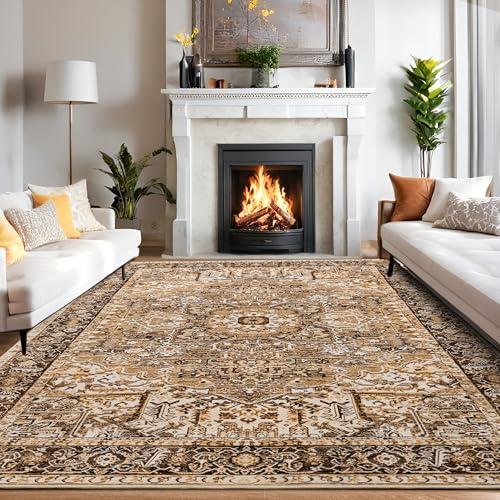 ISEAU Washable Vintage Rugs - 6x9 Bedroom Area Rugs, Large Indoor Machine Washable Non-Slip Rugs for Living Room, Dining Room, Kitchen, Classroom, Office, Soft Low Pile Vintage Floor Carpets