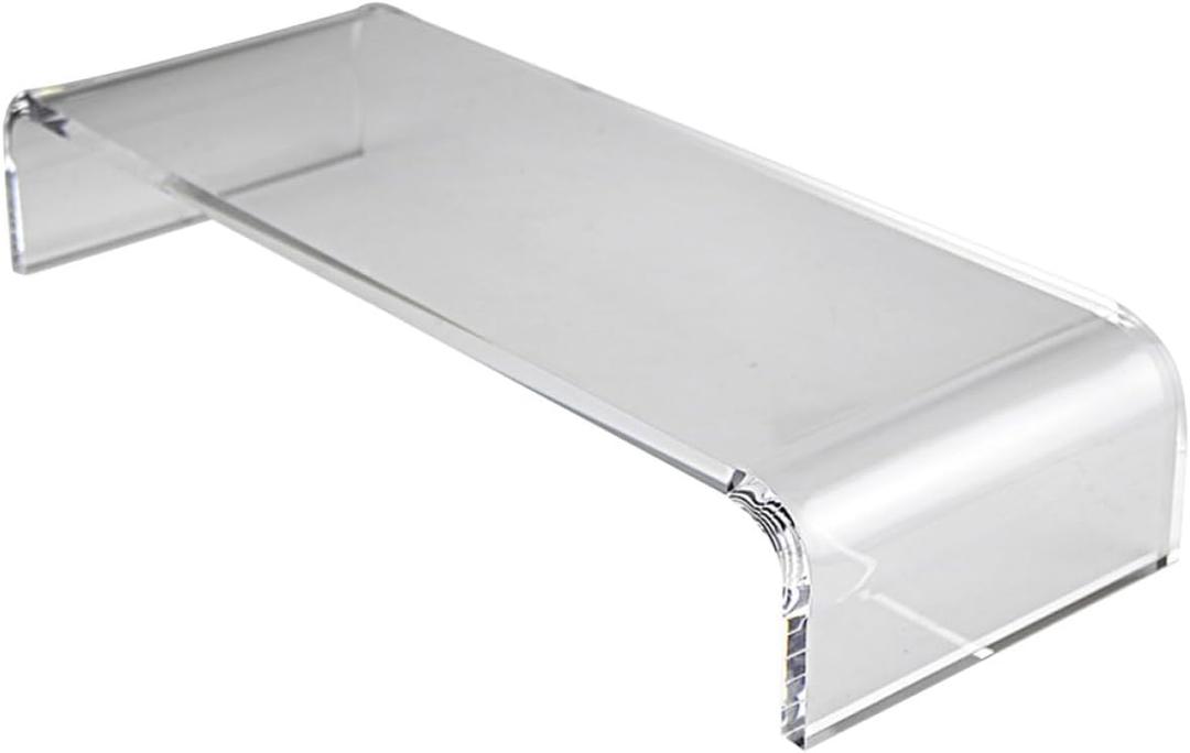 Acrylic 2-in-1 Monitor Riser and Keyboard Cover with Pet Deterrent, Computer Shelf for Office Desk, Anti-fatigue Monitor Stand for Home and Workstation Use