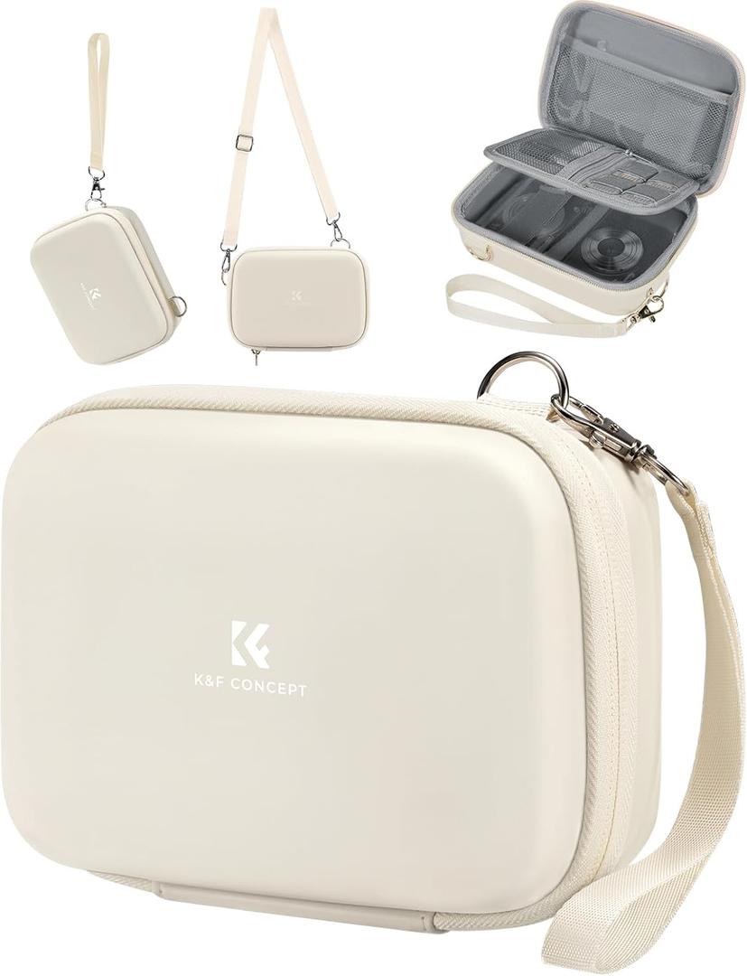 K&F CONCEPT Digital Small Camera Case, Compact Waterproof Small Camera Bag, Lightweight Camera Sling Bag for CCD/Sony DSCW800/DSCW830/Canon PowerShot - Beige