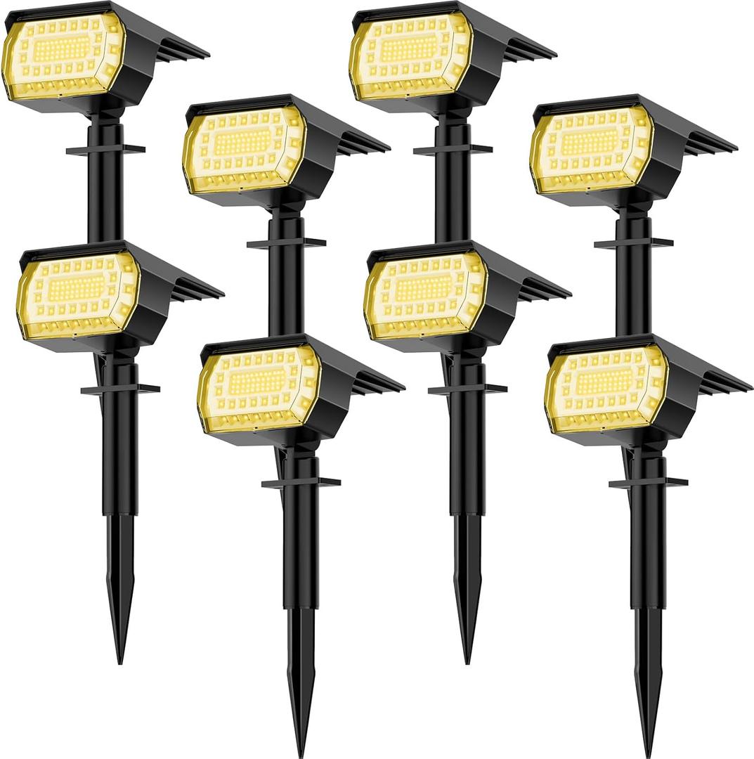 LANSOW Solar Spot Lights Outdoor, [6 Pack/76 LED] 2-in-1 Solar Landscape Spotlights, 3 Modes IP65 Waterproof Dusk to Dawn Solar Powered Flood Wall Lights for Outside Yard Garden Pathway(Warm White)
