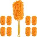 Redones Dusters for Swiffer - Reusable Duster Refill Compatible with Swiffer Hand Duster(8 Pack + 1Handle), 360 Heavy Duty Dusters Refills