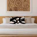 KEUSPI Black and Beige Modern Abstract Neutral Art Throw Pillow Cover 22x22 Decor for Home Living Room Abstarct Art Throw Pillow Case Set of 2