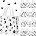 Frienda 20 Pieces Dog Gift Bags Non Woven Paw Print with Handle Pet Party Favor Paw Goodie Reusable Candy Bag for Birthday Party