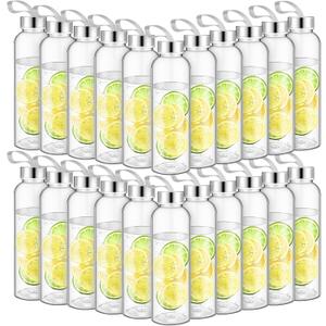 Zubebe Reusable Clear Water Bottles Bulk with Stainless Steel Leak Proof Lids Sports Bottles with Nylon Camying Strap for Party Gift Water Milk Smoothie Juice Beverage