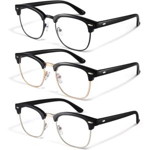 racico Blue Light Glasses for Men & Women - Mixed Material + Metal Frames with UV Protection Coating (A6 Bright Black/Mattle Black/All Bright Black)