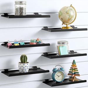 Slatwall Shelves, Metal Slat Wall Shelf Accessories, Heavy Duty Retail Display Panel for Home Shoe Stores Boutiques Storage and Organization (Black,14 x 6 Inch)