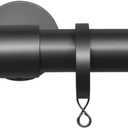 TWOPAGES 1" Heavy Duty 28-84" Adjustable Curtain Rod with Rings, Black