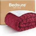 Bedsure Gentlesoft Sherpa Fleece Throw Blanket for Couch - Fluffy & Cozy Cable Jacquard Tufted Throw for Women Gift, Thick and Warm Christmas Blanket for Winter, Red, 50x60 Inches