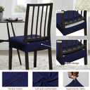 Stretch Seat Covers for Dining Room Chairs Set of 6,Dining Chair Covers, Kitchen Chair Covers,Removable Washble Dining Room Chair Seat Cover,Chair Slipcovers Protector (Navy Blue)