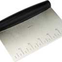 Amazon Basics Multi-Purpose Bench Scraper, Stainless Steel Dough Cutter with Measurement Marks, Dishwasher Safe, Non-slip Contoured Grip, 6", Black, Silver