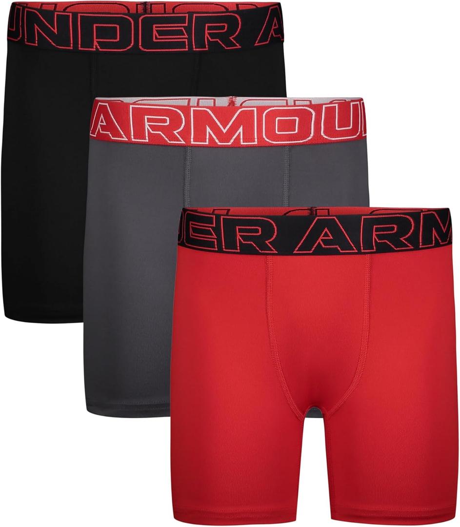 Under Armour Kids Performance Tech - Solid 3-Pack (Big Kids), Performance Tech - Solid 3-pack (Big Kids) (Medium, Black/Red)