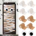 11 Pcs Halloween Mummy Door Decoration Set with Large Googly Eyes Cloth Bandage and Masking Tape for Halloween Party DIY Mummy Door Refrigerator Fireplace Cover (Classic)
