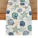 Artoid Mode Sea Grass Conch Starfish Ocean Summer Table Runner, Seasonal Kitchen Dining Table Decoration for Home Party Decor 13x36 Inch
