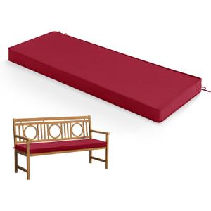 Summsun Outdoor Bench Cushion: Waterproof and Fade Resistant Patio Furniture Cushions - Non-Slip Bench Pad Cushion with Removable Cover for Garden Swing Porch Sofa Settee, 42 x 18 Inch, Burgundy