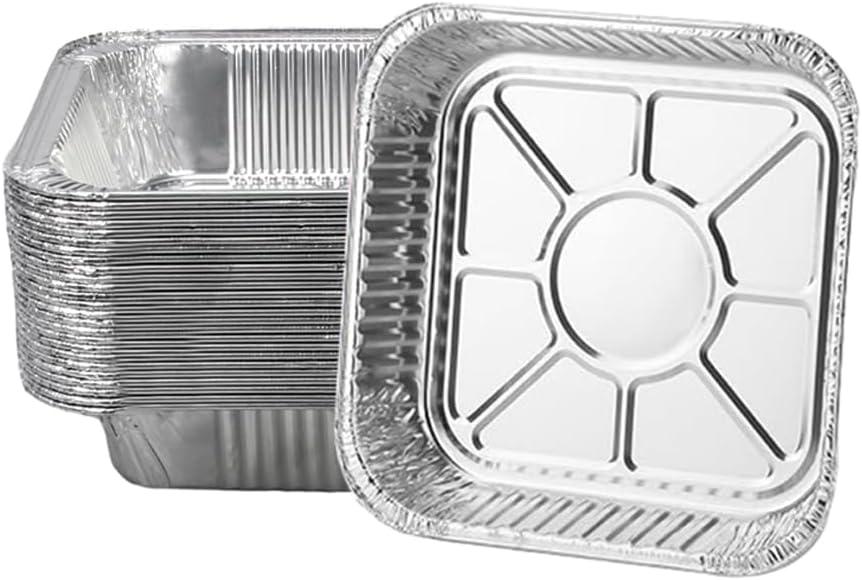 Non-Stick Disposable Air Fryer Aluminum Foil Liners Square 50PCS, Oil-Proof Aluminum Foil Tin Box Also for Steamer Basket Instant Pot Oven & Grill (8 * 8 Inch-Square)