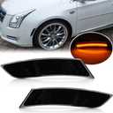 LED Front Side Marker Lamps Replacement for Cadillac XTS 2013 2014 2015 2016 2017 Smoked Lens Amber LED Turn Singal Lights Kits Replace OEM Sidemarker Lamps