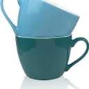MECOWON 30 OZ Porcelain Coffee Mugs, Set of 2 Large Mugs for Soup, Cereal and Salad (blue)