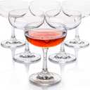 Crystal Coupe Glasses, Set of 6, 7 Ounce(220ml), Elegant Short Stem Design, Clear Cocktail Glasses Sets Perfect for Drinking Champagne, Sweet Wine, etc.