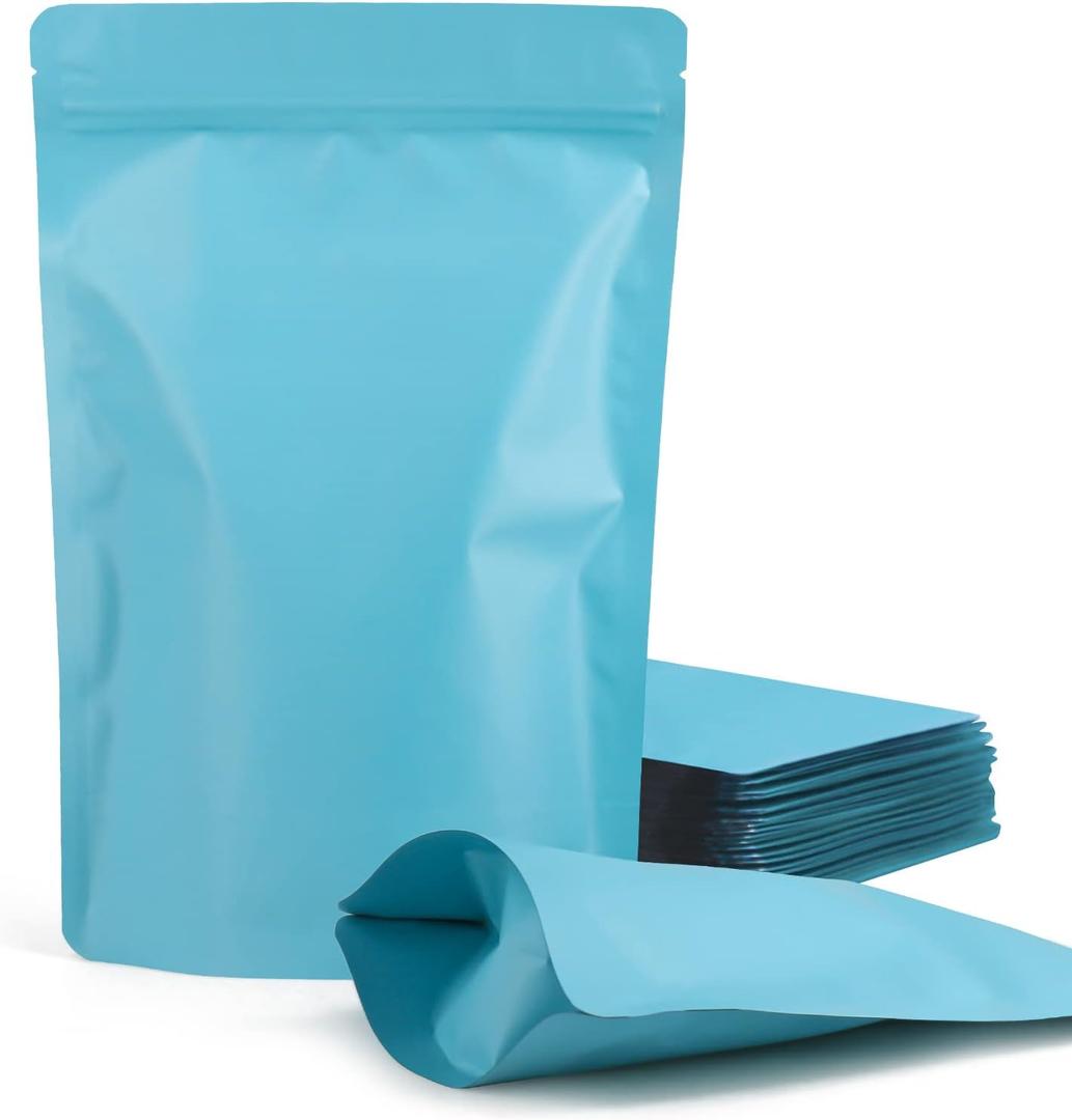 FireKylin 100 Pack Resealable Stand Up Bags,Smell Proof Pouch Sealable Foil Pouch Bags for Packaging (Blue, 4" x 6")