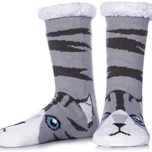 SET OF 2, Broman Reflexology Socks with Acupressure Pen with Gua Sha End,Foot Pain Relief Remedy,Men's Size + Mens Fuzzy Cat Socks