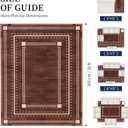 Brown Bordered Rugs for Living Room 8x10, Non-Slip Washable Farmhouse Bedroom Rug, Ultra-Soft Low-Pile Indoor Carpets, Stain-Resistant Vintage Polka Dot Rugs for Dining Room, Office