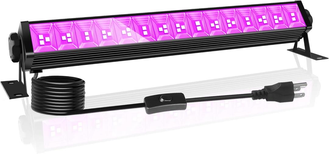 Upgraded 42W LED Black Light Bar, Blacklight Flood Light with Plug+Switch+5.9ft Cord, Light Up 24x24ft Area, for Halloween Glow Party Bedroom Game Room Body Paint Stage Lighting (1 Count (Pack of 1)