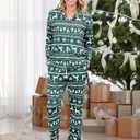 PATPAT Family Christmas Pajamas Matching Sets, Button-Down Pjs Includes Buffalo Plaid Socks Cozy Pajamas for Family (Large, Green Reindeer)