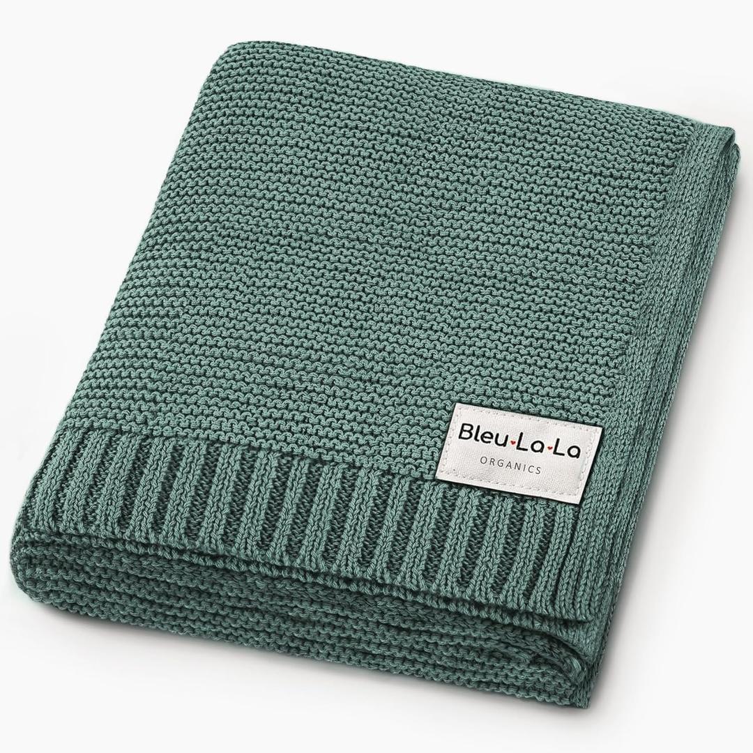 100% Organic Cotton Heritage Knit Textured Baby Quilt Blanket - Signature Heritage Knit, Soft Breathable Newborn Baby Blanket (Heritage - Hunter Green, 0-2 year)