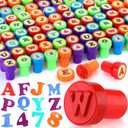 72 Pcs Number and Alphabet Stamps for Kids Letter Stamps for Kids Self Inking ABC for Boys and Girls, Classroom Rewards, Birthday Party Supplies