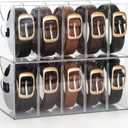 Belt Organizer - 2 Pack Clear Stackable Belt holder For Closet Drawer Storage - 5 Compartments with Removable Dividers, Multi-Purpose Display Bins With Inserts For Ties,Socks,underwear (2)