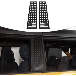 B Pillar Post Panel Cover, American Flag Rear Door Window Decal Trim Compatible with Ford Bronco 2021 2022 2023 2024 2025(Aluminum Alloy,2pcs/Set,USA Flag Pattern,4Doors)