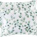 EXQ Home Silky Satin Pillowcase for Hair and Skin,Printed Pillow Cases Standard Size Set of 2 Satin Pillow Case 2 Pack with Envelope Closure(Ink Leaf, 20x26)
