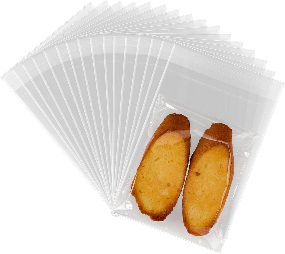 5"x7" Self Sealing Cellophane Bags, 200pcs Resealable Clear Plastic Bags for Cookies,Snacks,Bakery, Small Parts,Gift Packaging