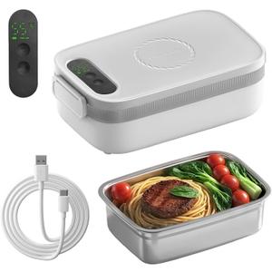 Niarrfi Cordless Electric Lunch Box for Adults, 14000mAh Rechargeable Heated Lunch Box, 1L Portable Food Warmer with Timer & Multi-Temp Settings for Office, Picnic, Camping, Car & Outdoor Use