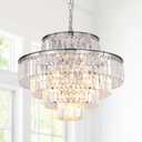 Modern Crystal Chandelier Ceiling Lights Luxury Chandeliers Hanging Raindrop Pendant Light Fixture for Dining Rooms Bedroom Entryway 13-Lights (24 Inch, Chrome)