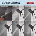 Delta 6-Setting In2ition 2-in-1 Dual Shower Head with Handheld High Pressure ProClean Spray, Matte Black Detachable Shower Head with Hose, 1.75 GPM Flow Rate, Matte Black 75655BL