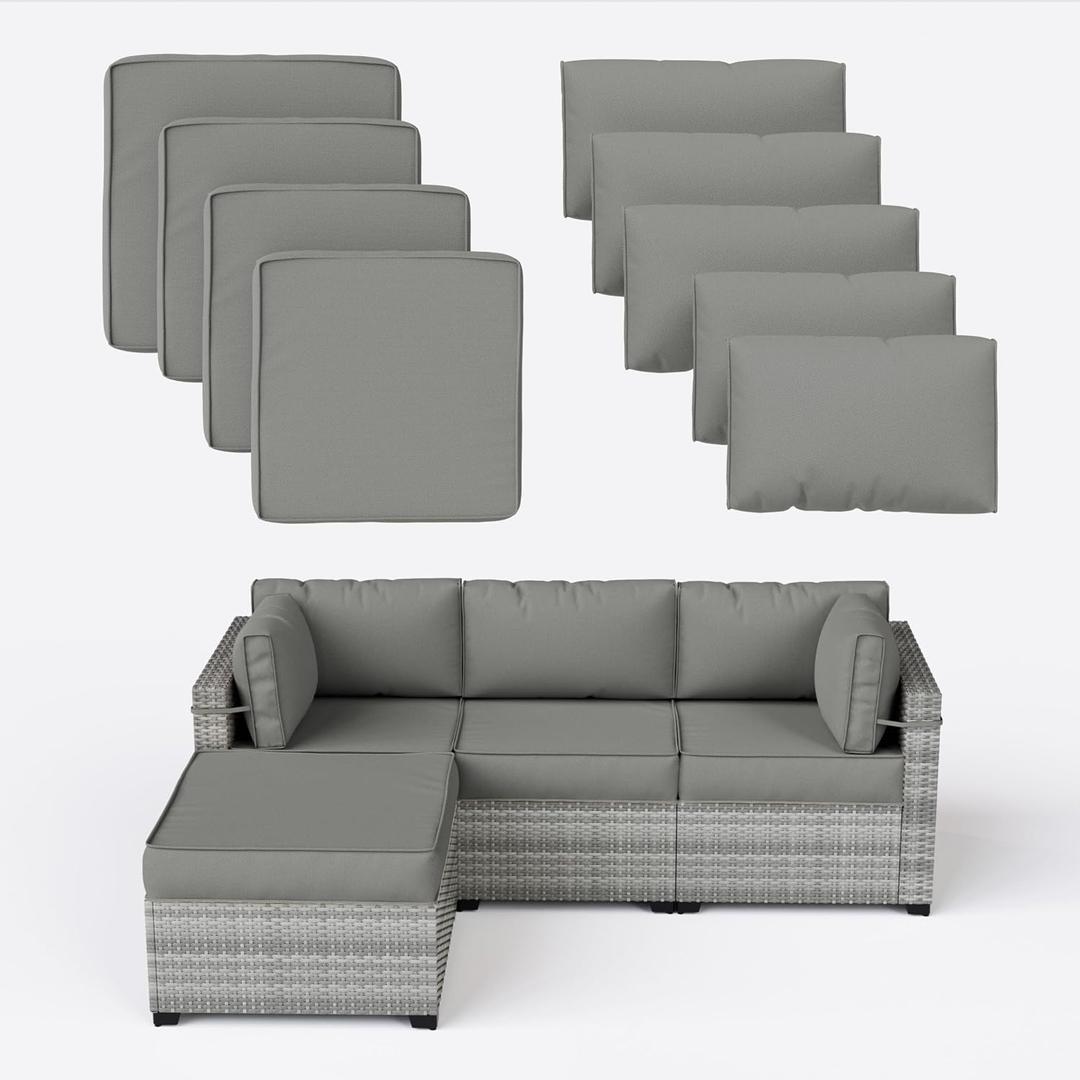 9 Pcs Outdoor Patio Cushions Covers Replacement Waterproof with Zipper for 5 Pcs Patio Furniture Set, Covers Only, Standard