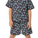 Boys Shirt Shorts Sets Toddler Summer Outfits Hawaiian Beach Vacation Clothes, Size 9-10Y