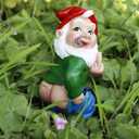Garden Gnome Statue Outdoor Decor, Middle Finger Gnome Figurine Decorations Gnome Statue for Lawn Yard Balcony Porch Patio