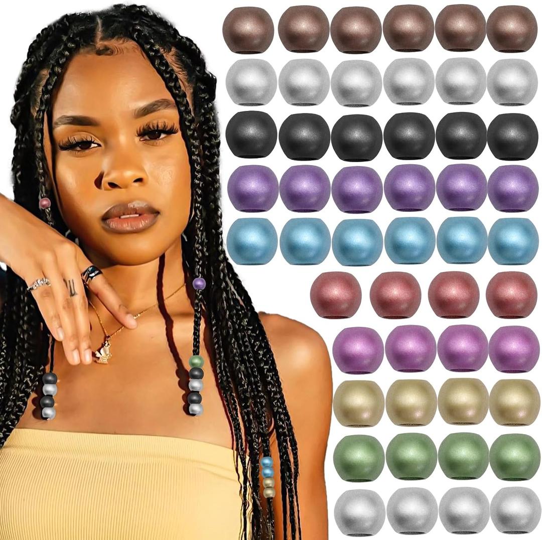 4 x 50PCS Hair Beads for Braids Mix Color Loc Dreadlock Bead Acrylic Jumbo Bead Braid Accessories Hair Decoration for Women and Girls
