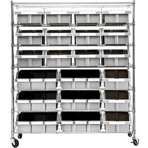 Seville Classics Heavy Duty NSF Bin Rack Solid Steel Wire Shelving Storage Unit, Patented Organizer for Garage, Warehouse, Office, Restaurant, Classroom, Kitchen, Gray, Includes 21 Bins