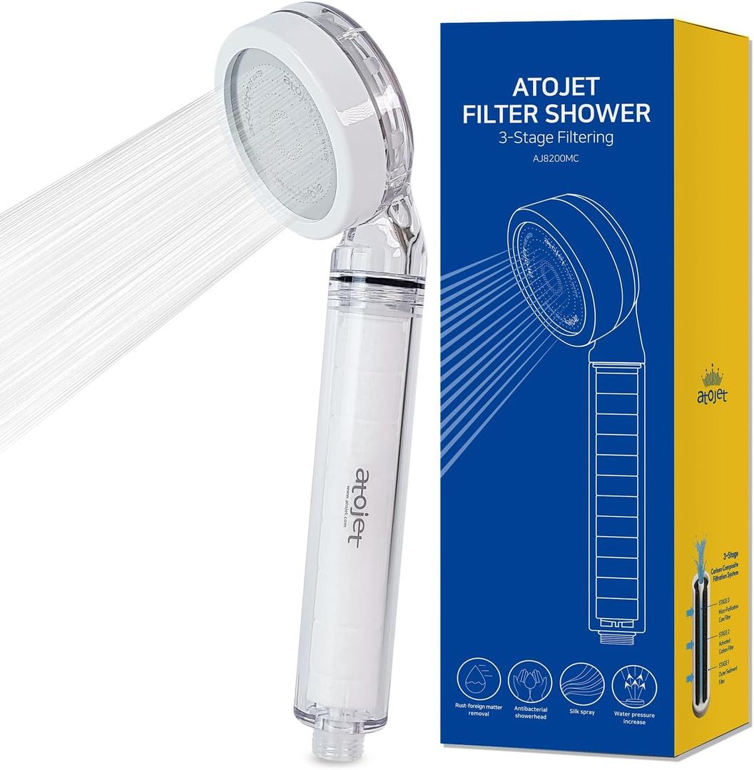 Filter Showerhead Inspired by Koreas Beauty Culture  Pure Carbon Filters for Softer Skin & Smoother Hair | Carbon Composite Filter | Single Showerhead (AJ8200MC-SNG-1)