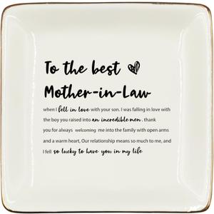 WODMIS Mother In Law Gifts Ceramic Jewelry Tray Dish, Mothers Day Grandma Bonus Mom,Mother In Law Wedding Gifts From Daughter In Law Jewelry Plate Ring Trinket Dish, Thank You Gift for New Mom 305
