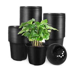 Anyumocz 120Pcs 0.5 Gallon Plant Nursery Pots,Plastic Pots with Drainage Holes,Garden Flower Container Seedling Pot for Planting,Transplanting,Succulents,Cuttings(Black