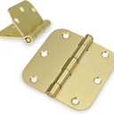Haidms 18 Pack Satin Brass Door Hinges 3.5 Inch Bifold Brushed Gold Interior Door Hinges with 5/8'' Radius Corner Removable Pin (18Pack)