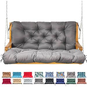 Porch Swing Cushion with Backrest,Waterproof Bench Cushion for Outdoor Furniture,2-3 Seater Replacement Thickened Swing Cushion with Ties,Patio,Outdoor,Backyard and Garden (Dark Gray,47x40)