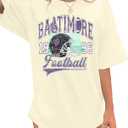 Football Shirts for Women Vintage Team Fan Tshirt Game Day Shirt Oversized Football Season Short Sleeve Tops (XL)